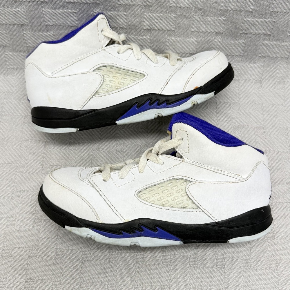 Air Jordan 5 Retro TD Dark Concord Shoes Kids Size 10 White Leather 40890-141 - Picture 7 of 9